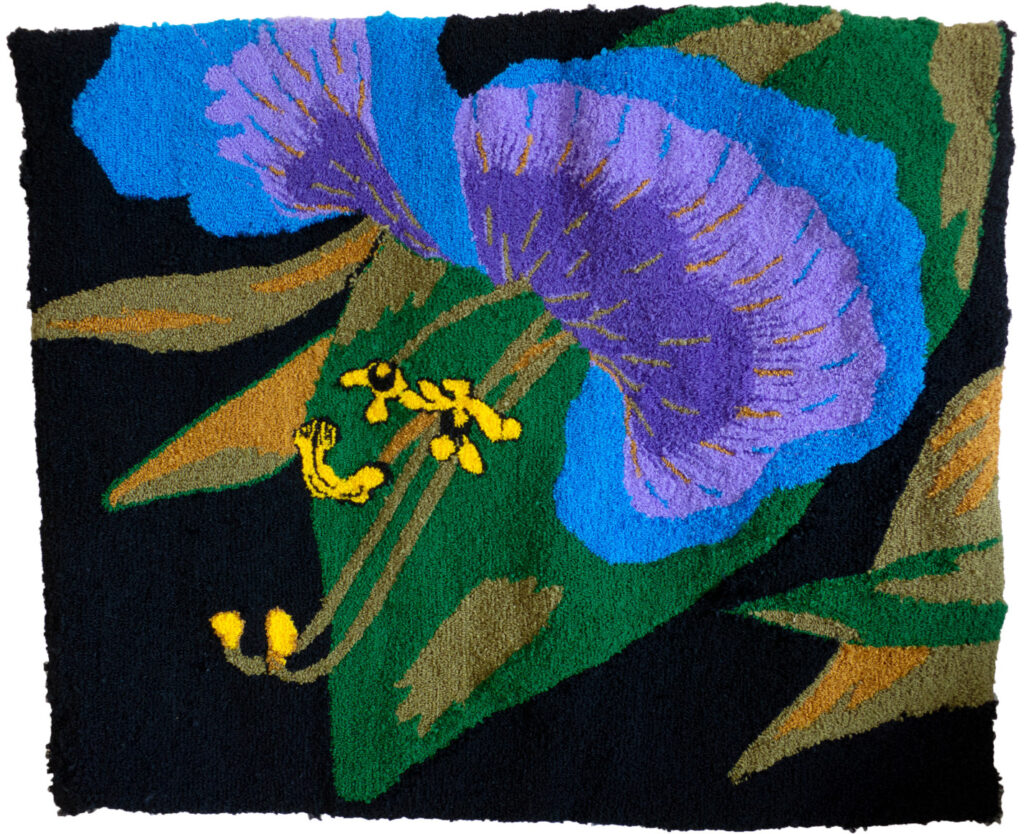 Kim Westfall, Commelina Communis Dayflower (Tufted organza ribbon, 44” x 58”) GAA Gallery